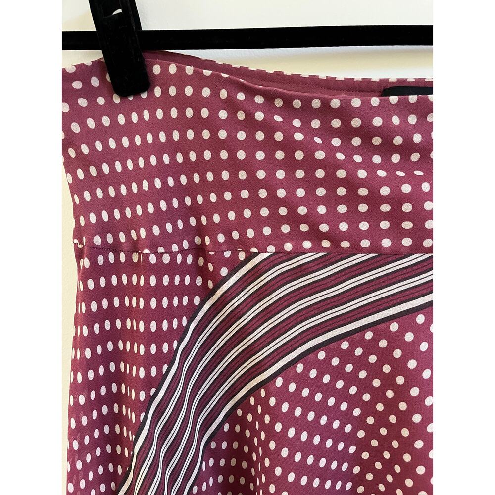 VTG 90s DKNY Silk Maxi Skirt Pink Polka Dot Striped Panel Sz L - Picture 4 of 7